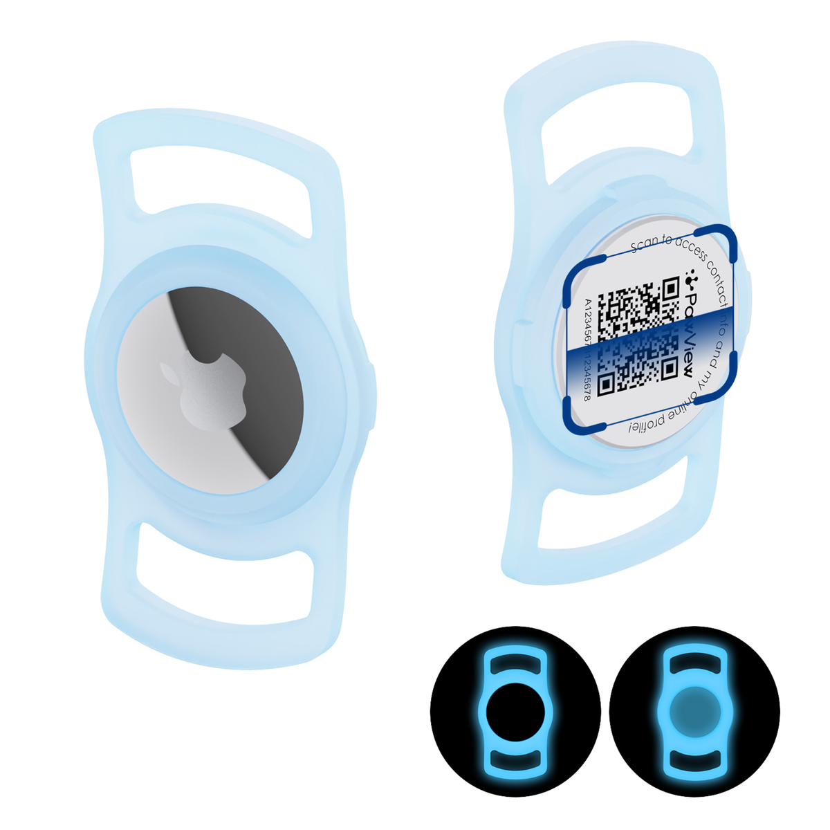 Glow-in-the-Dark Slide-On Anti-Loss Smart Pet ID Tag - QR & AirTag Holder