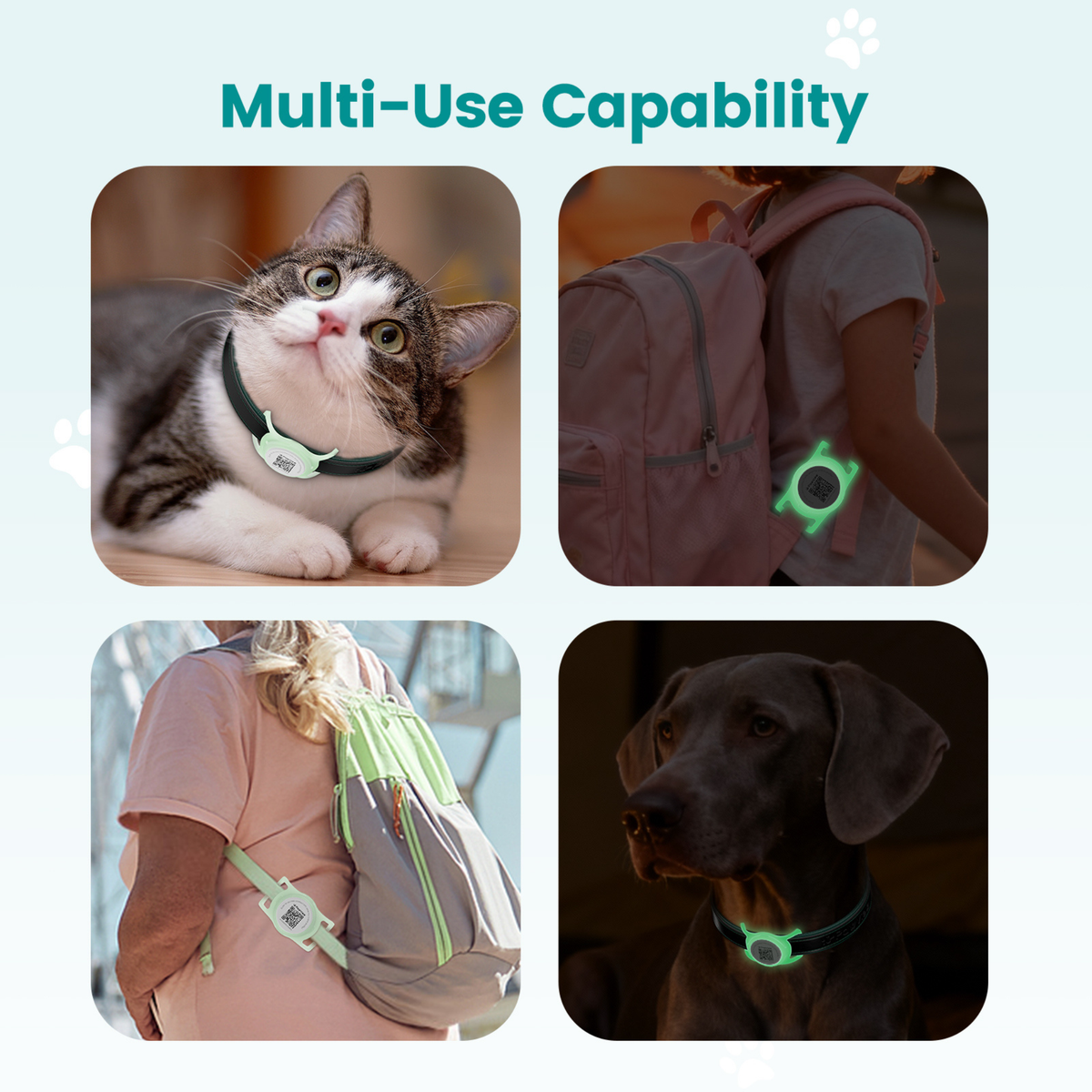 Glow-in-the-Dark Slide-On Anti-Loss Smart Pet ID Tag - QR & AirTag Holder
