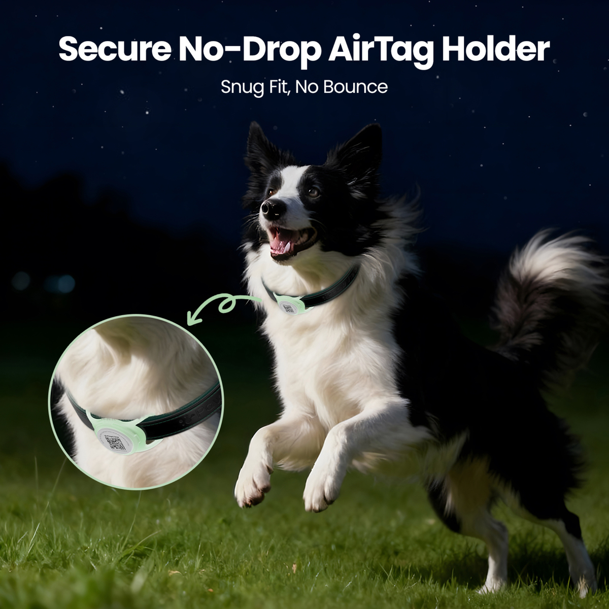 Glow-in-the-Dark Slide-On Anti-Loss Smart Pet ID Tag - QR & AirTag Holder