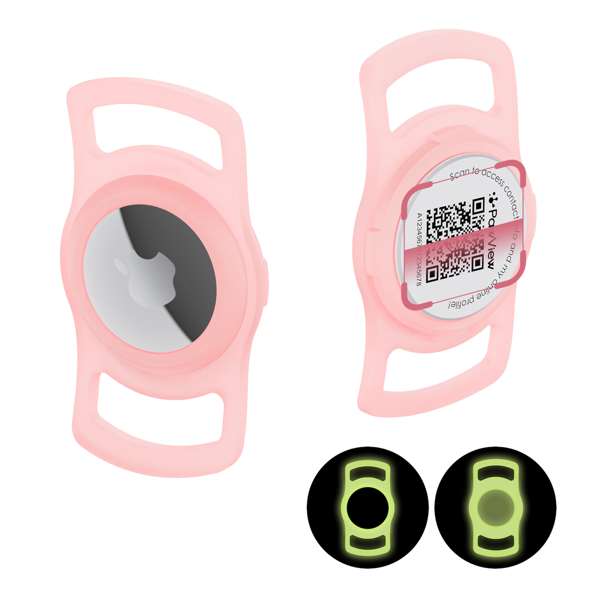 Glow-in-the-Dark Slide-On Anti-Loss Smart Pet ID Tag - QR & AirTag Holder