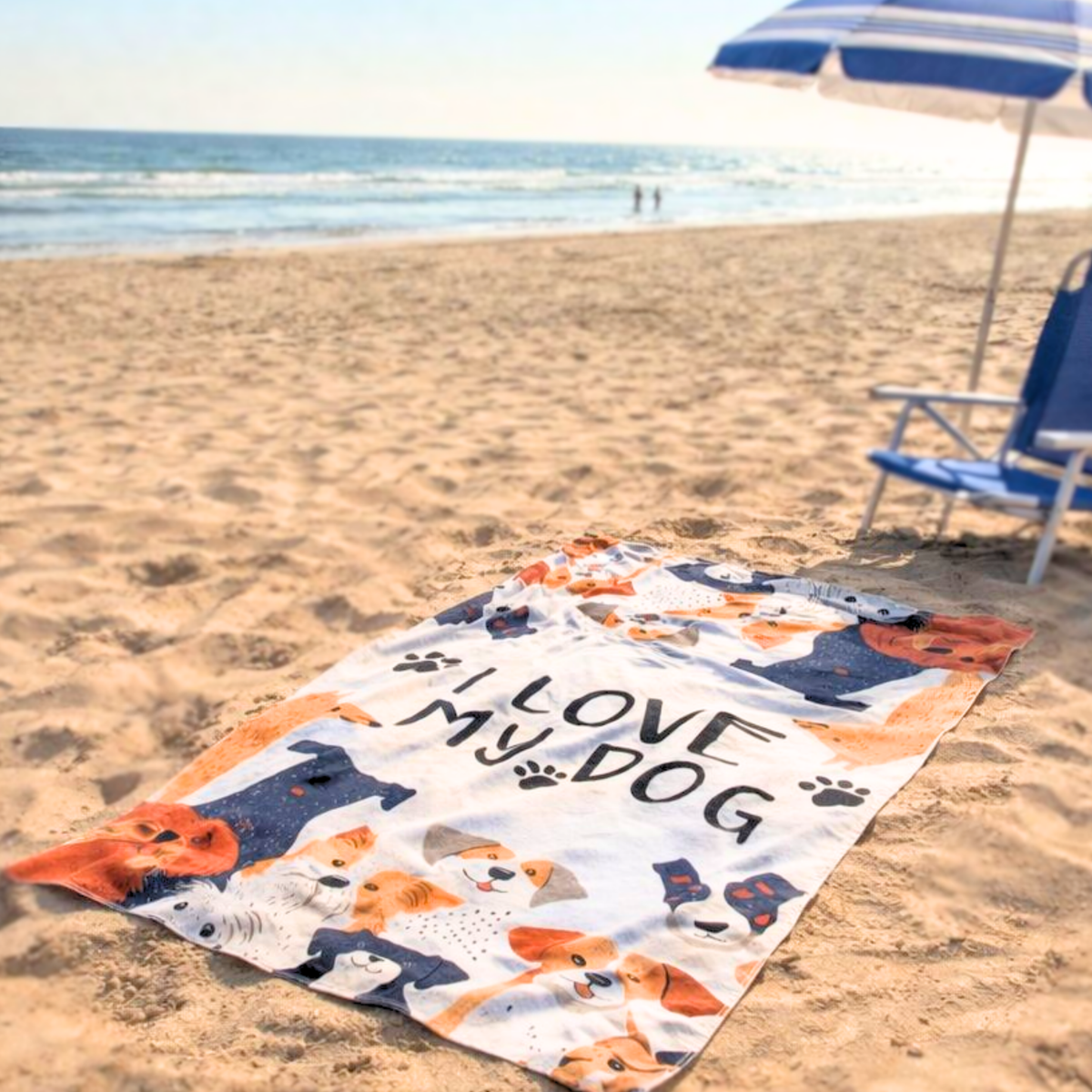 I Love My Dog Beach Towel