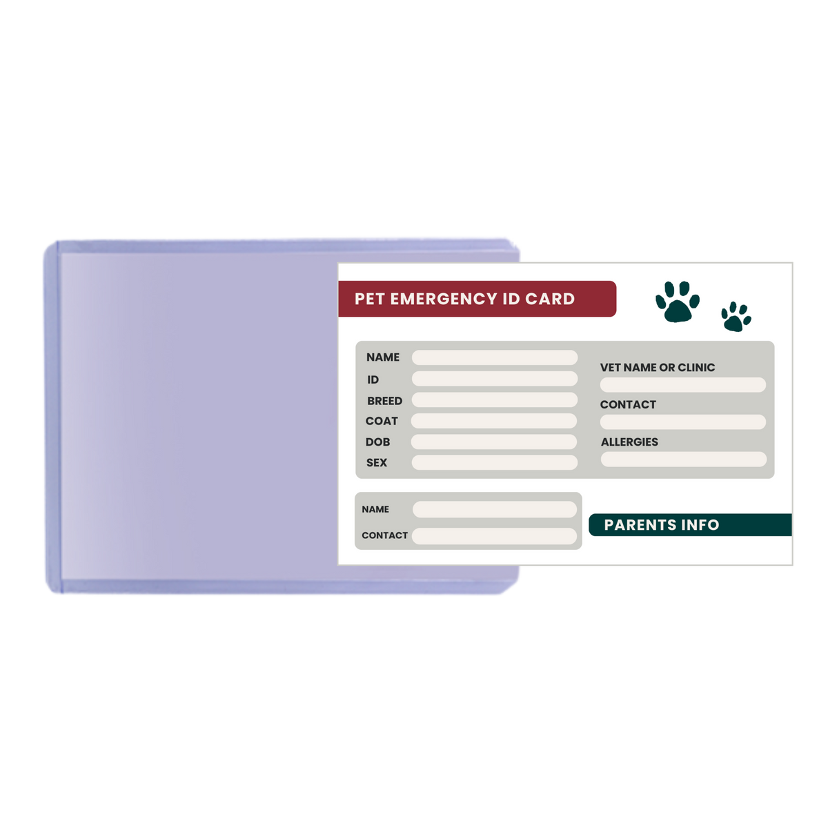 Pet Emergency ID Card