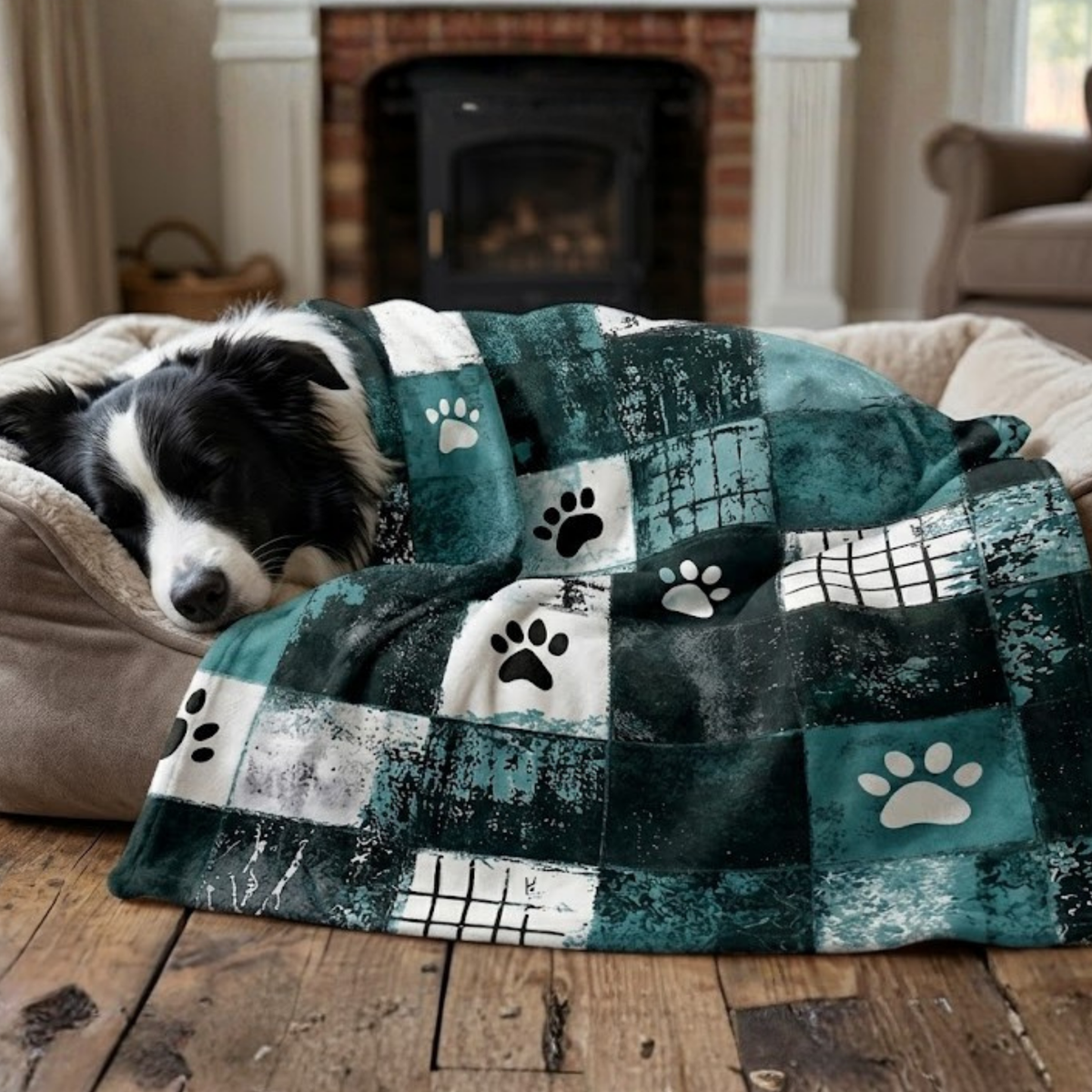 Teal Urban Paw Blanket