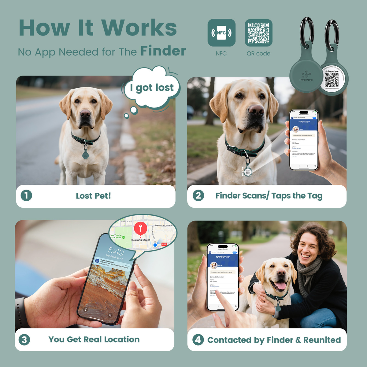 Anti-Loss Smart Pet ID Tag - NFC & QR Code