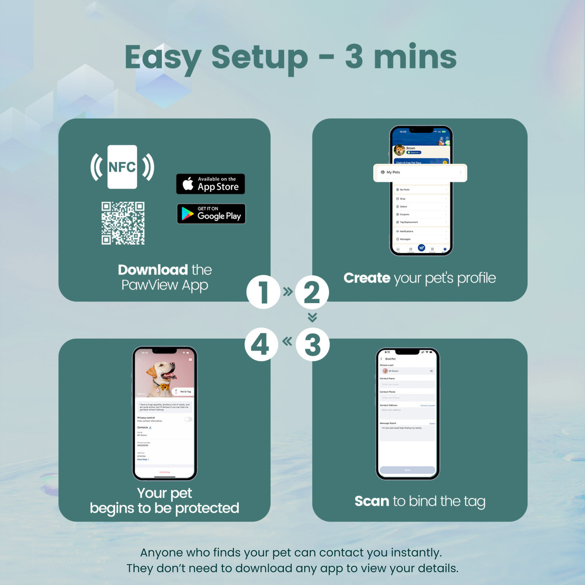 Anti-Loss Smart Pet ID Tag - NFC & QR Code