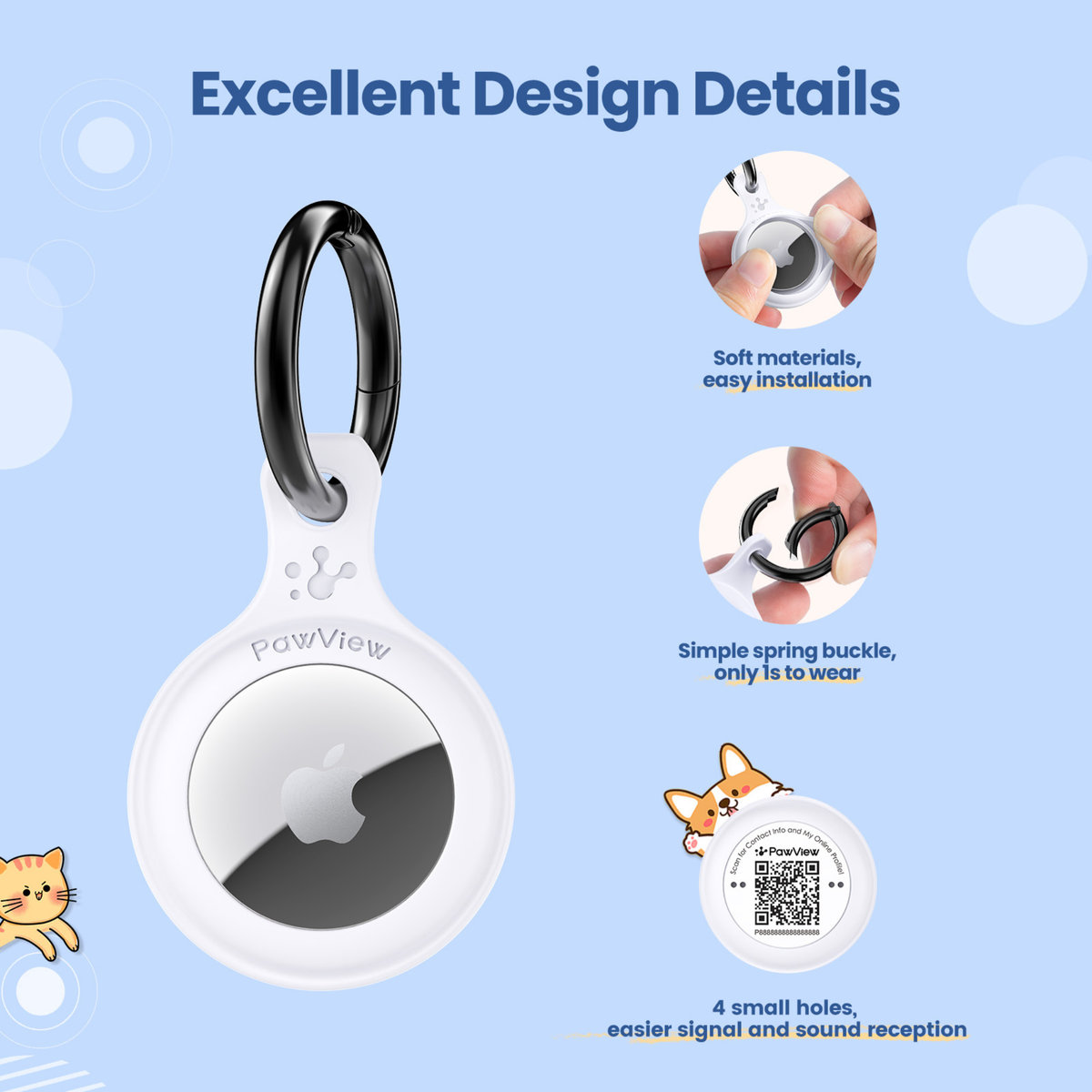 Anti-Loss Smart Pet ID Tag - QR & AirTag Holder