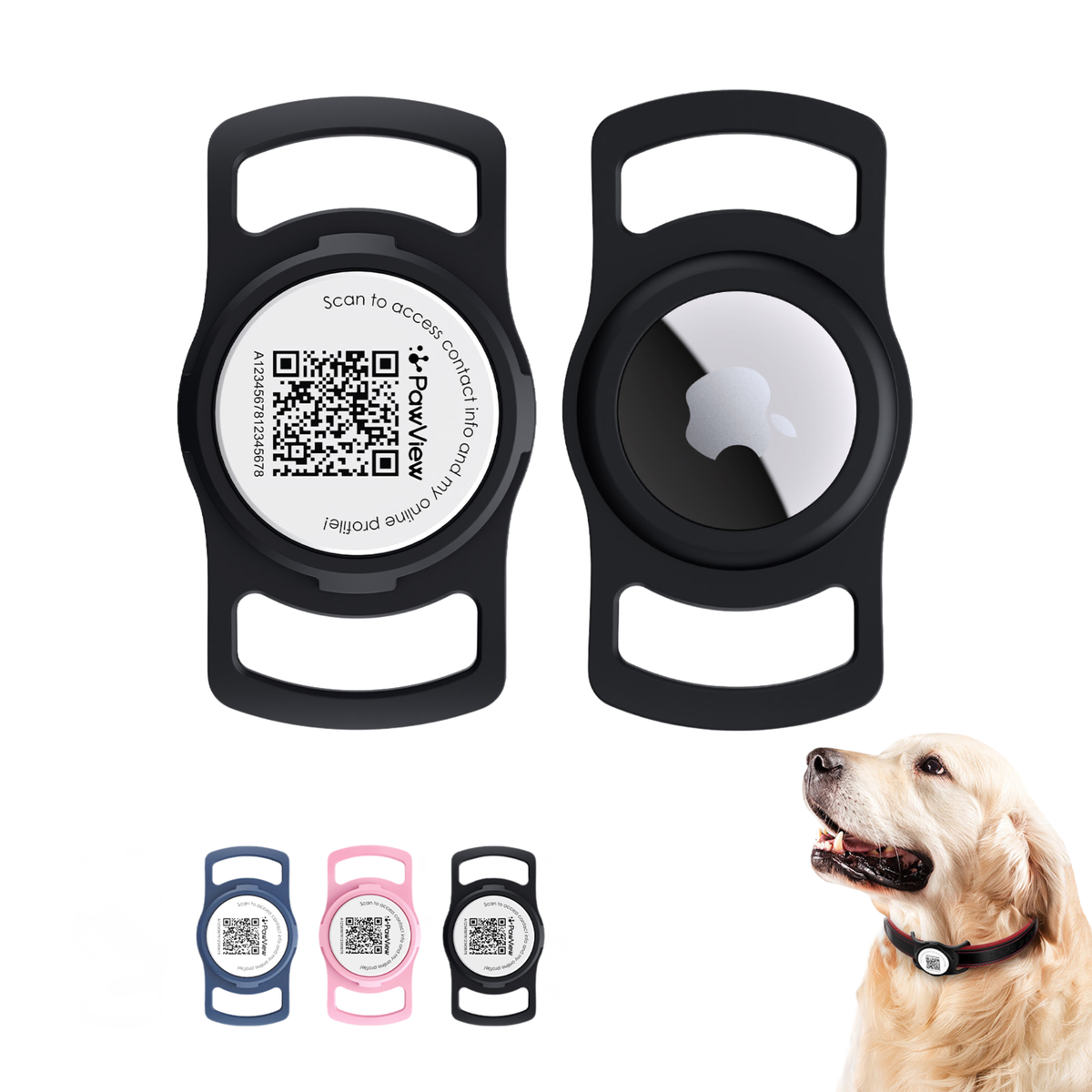 Slide-On Anti-Loss Smart Pet ID Tag - QR & AirTag Holder