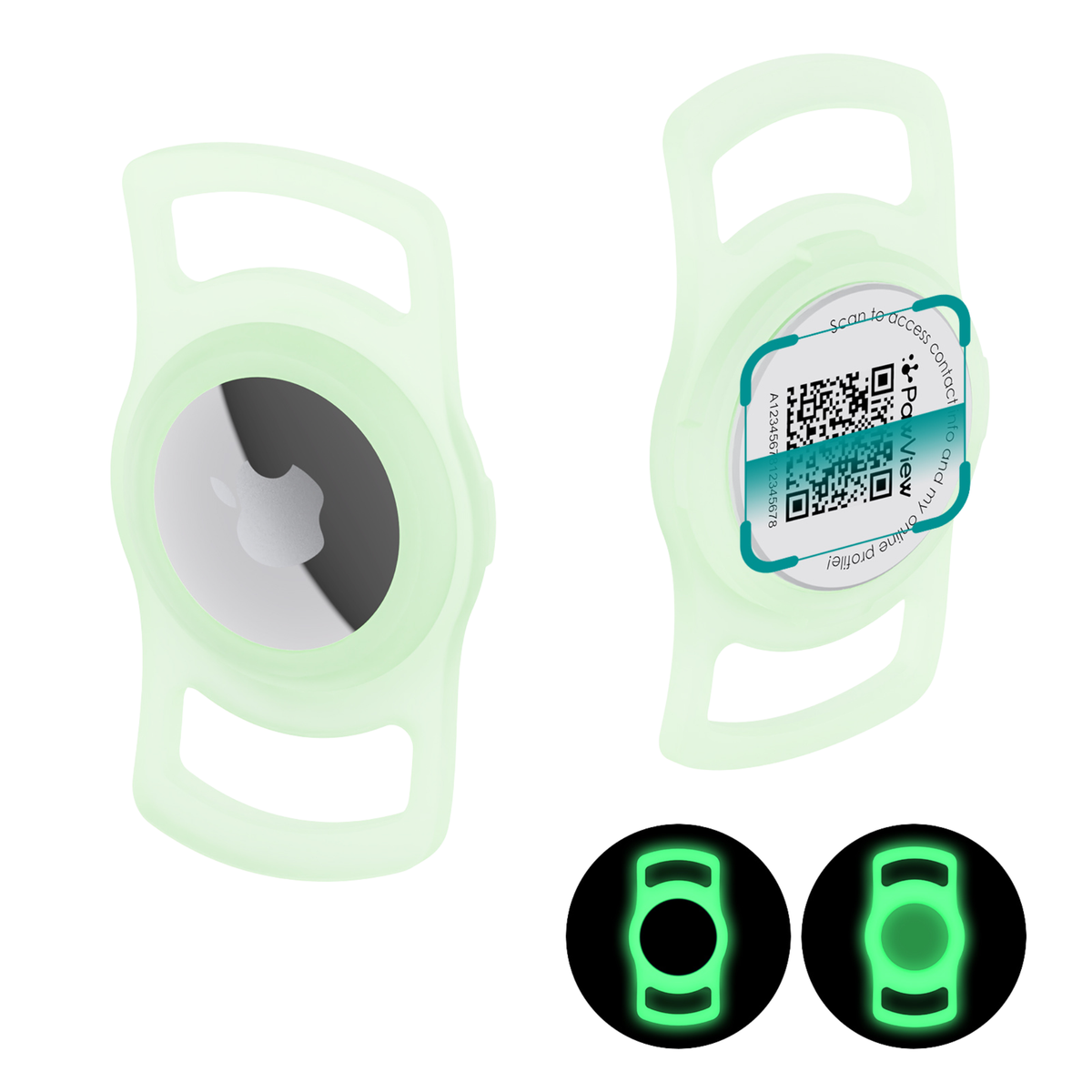Glow-in-the-Dark Slide-On Anti-Loss Smart Pet ID Tag - QR & AirTag Holder