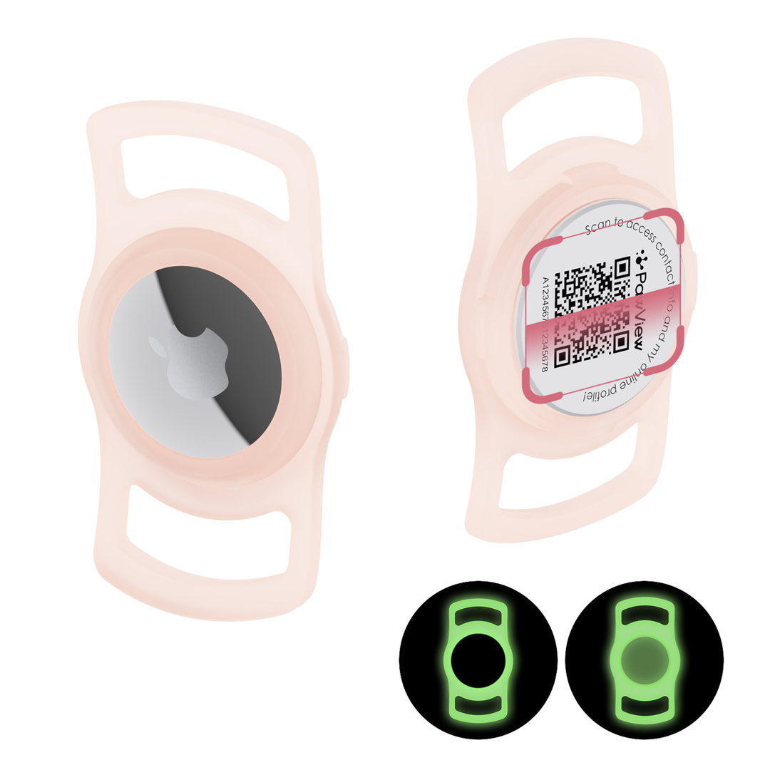 Glow-in-the-Dark Slide-On Anti-Loss Smart Pet ID Tag - QR & AirTag Holder