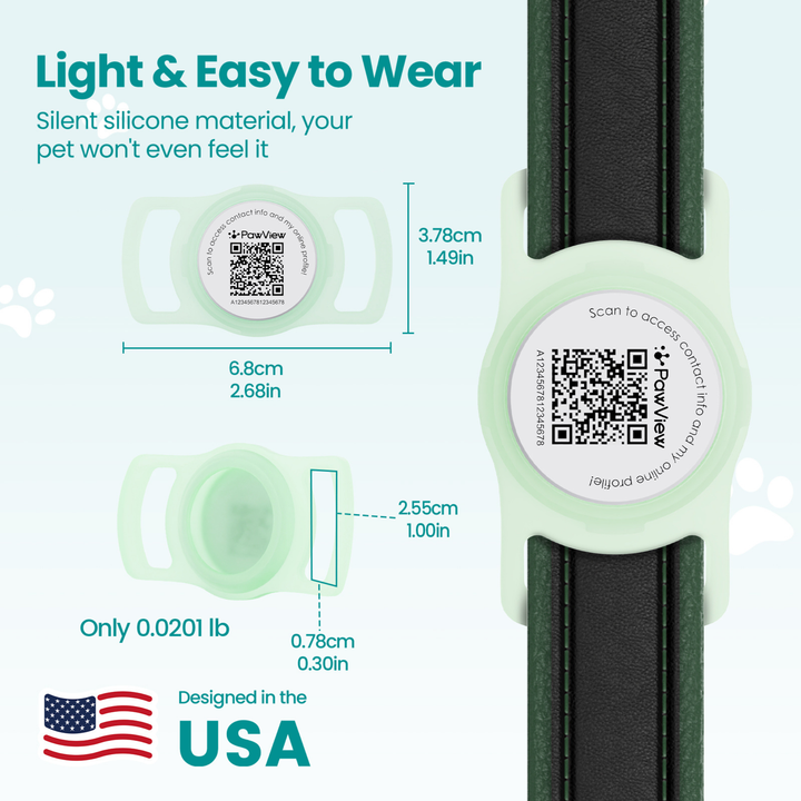Glow-in-the-Dark Slide-On Anti-Loss Smart Pet ID Tag - QR & AirTag Holder