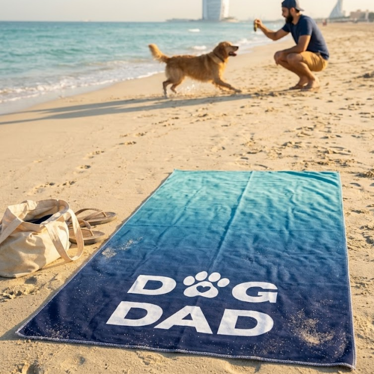 DOG DAD Beach Towel