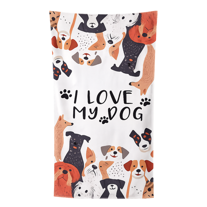 I Love My Dog Beach Towel