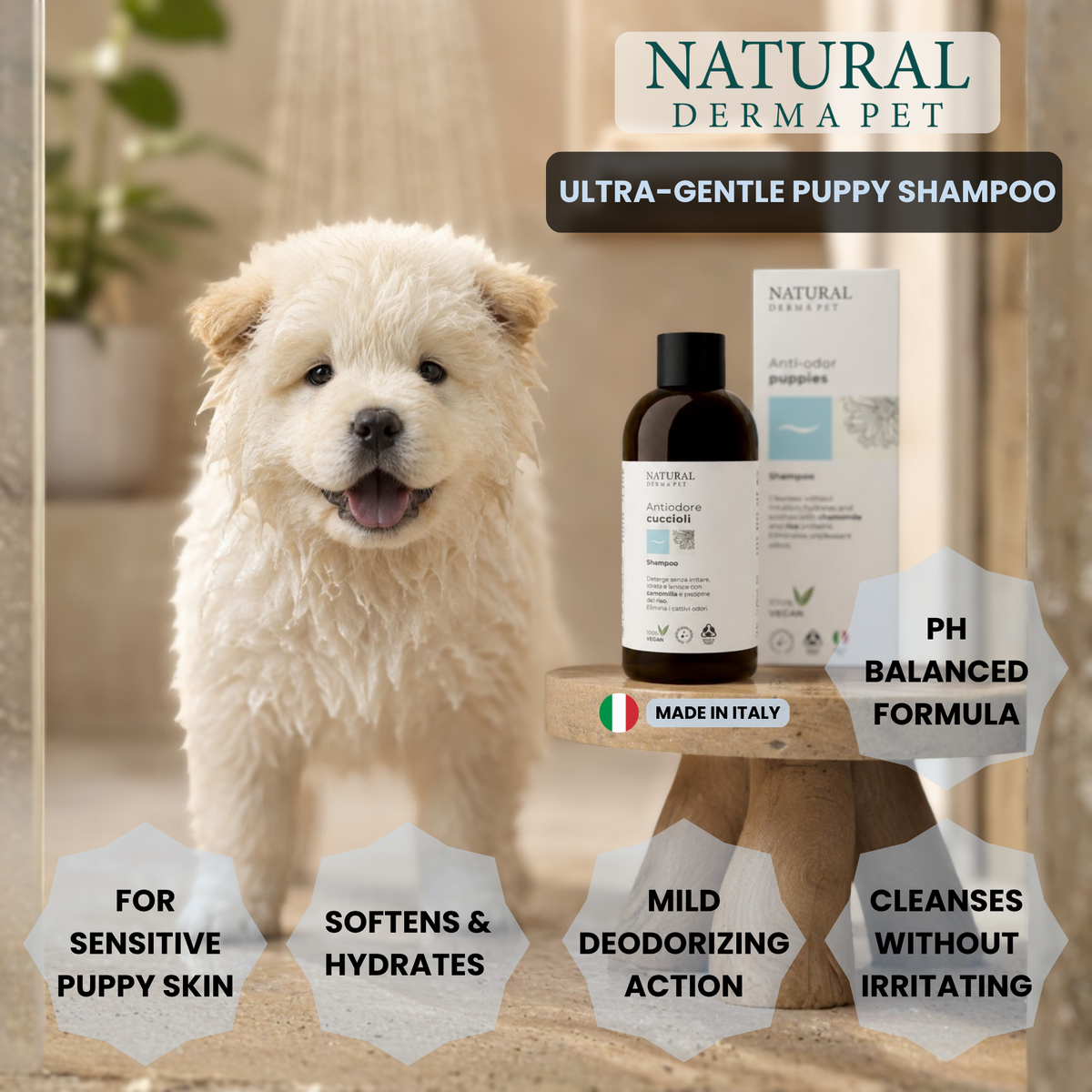 Ultra‑Gentle Deodorizing Puppy Shampoo with Rice Protein & Chamomile