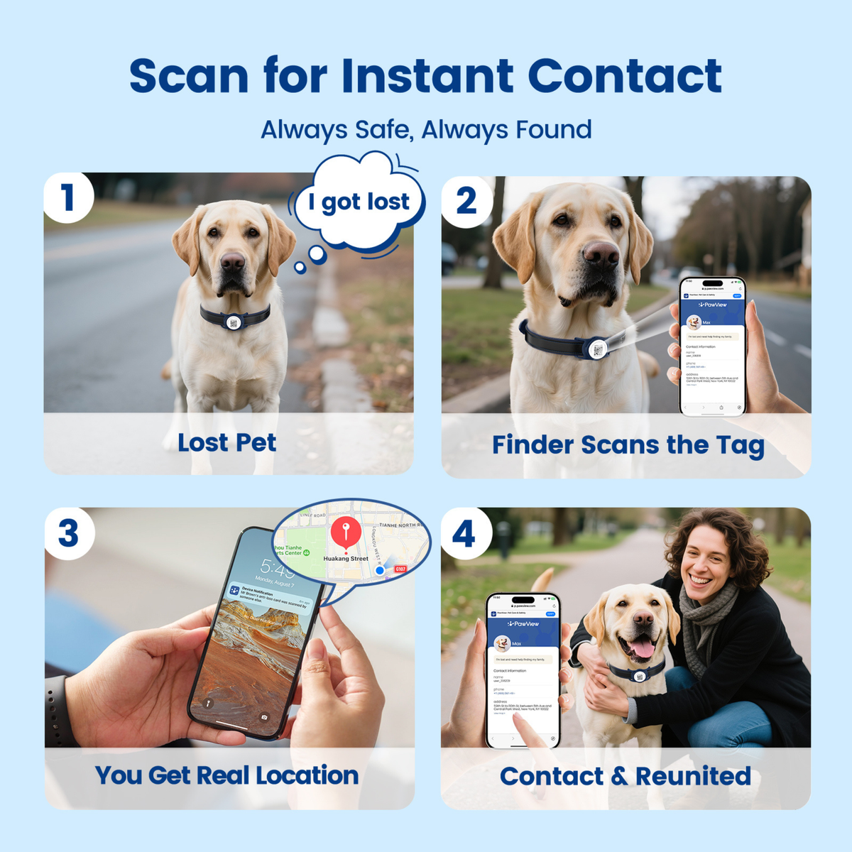 Slide-On Smart Pet Tracker - QR & AirTag Holder