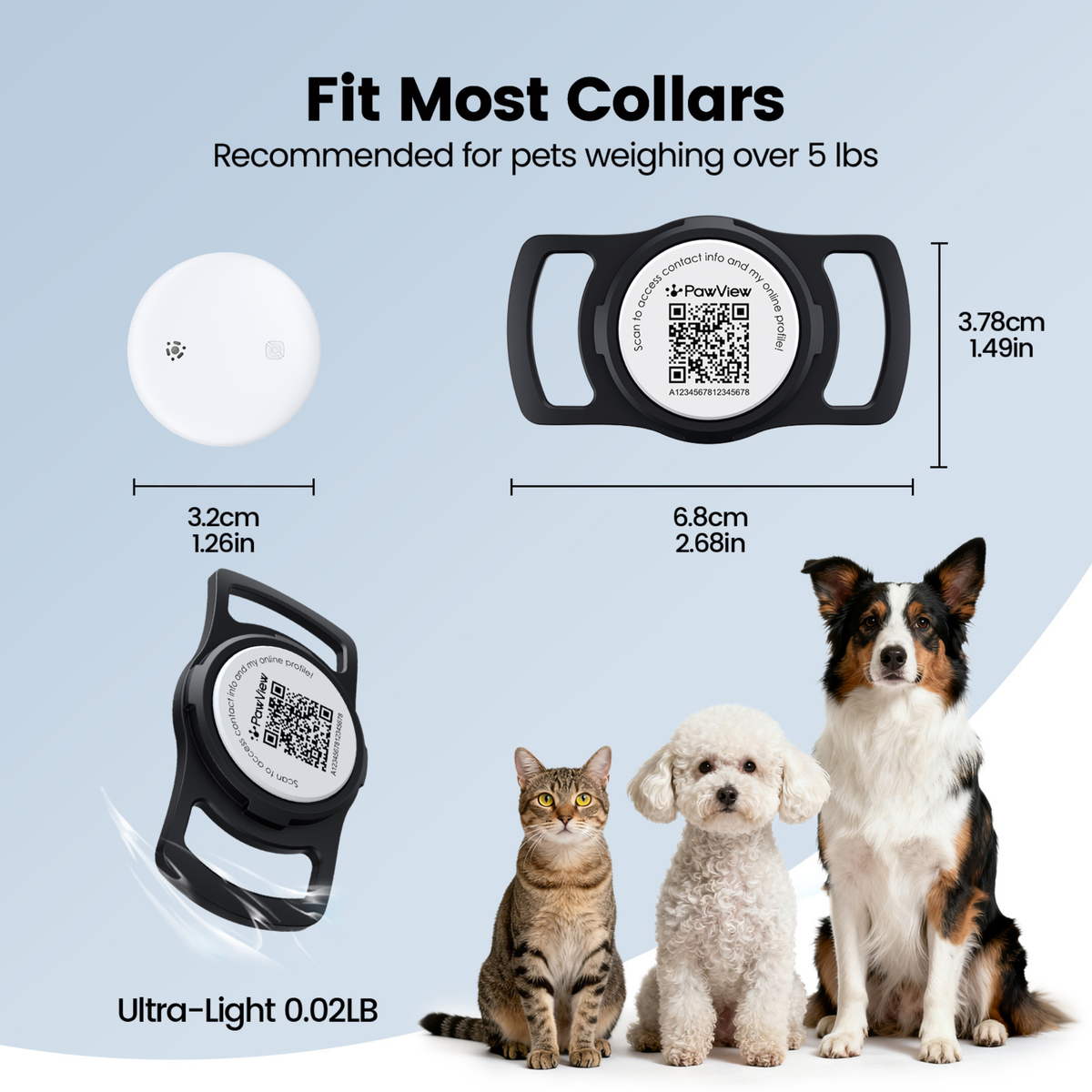 Slide-On Smart Pet Tracker - QR & AirTag Holder