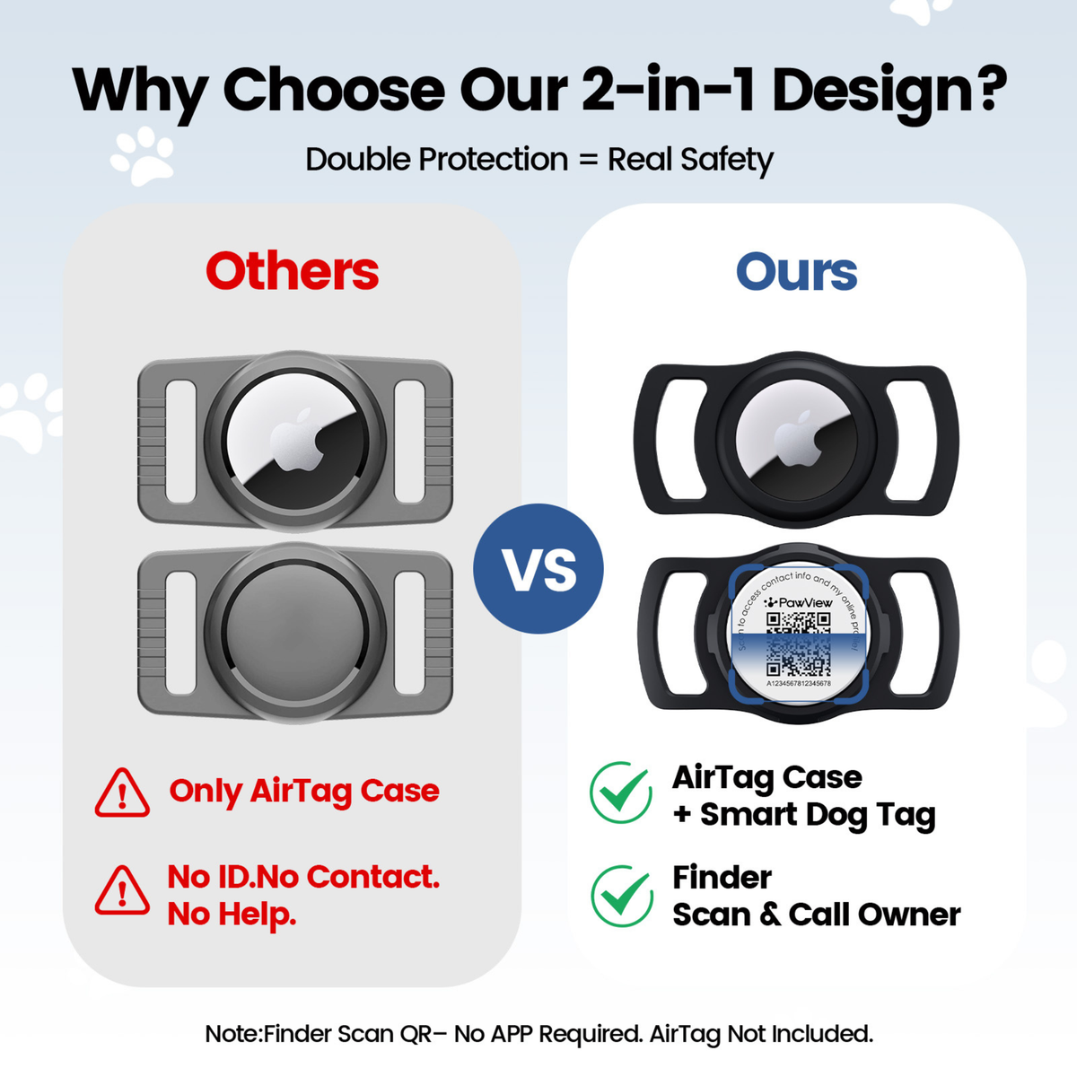 Slide-On Anti-Loss Smart Pet ID Tag - QR & AirTag Holder