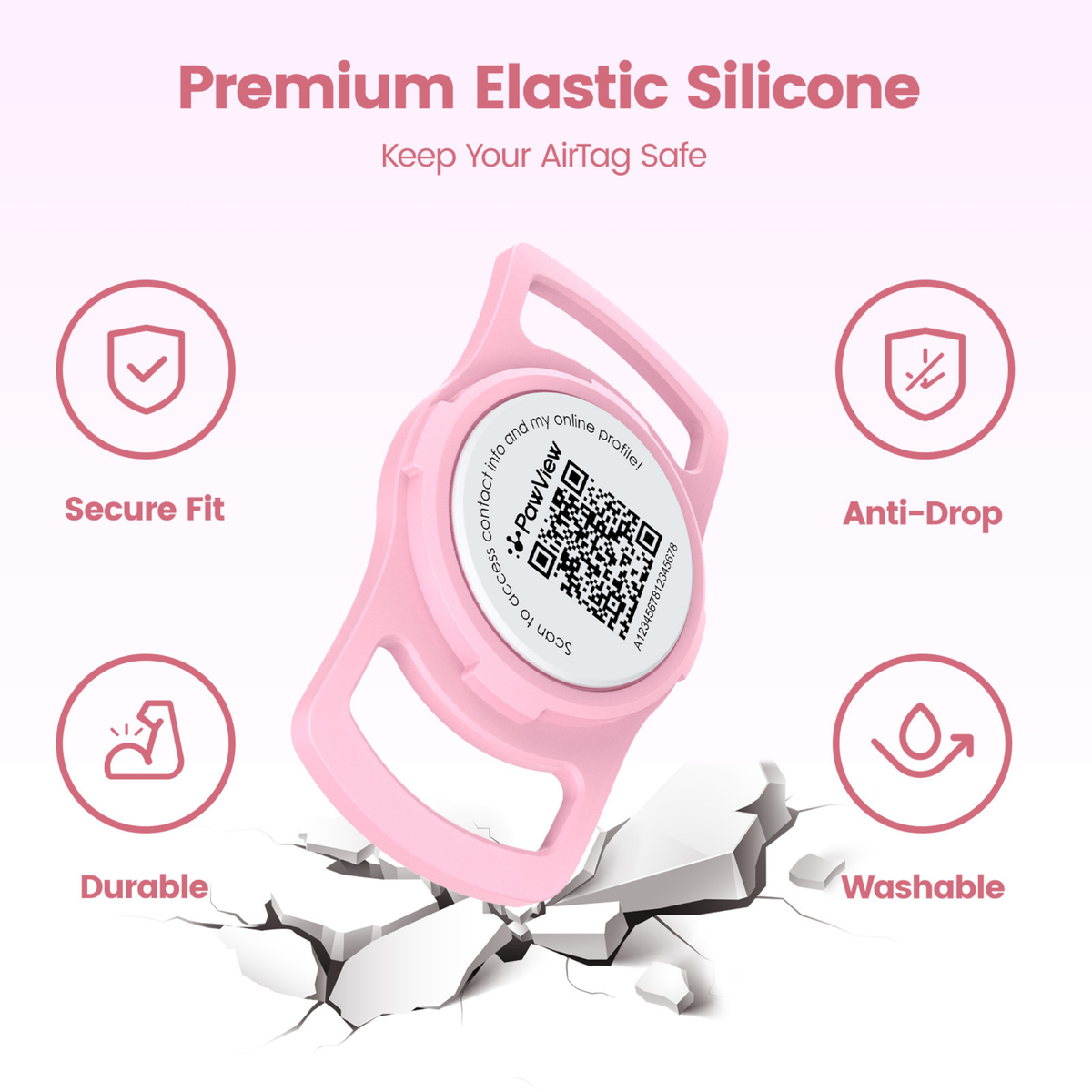 Slide-On Anti-Loss Smart Pet ID Tag - QR & AirTag Holder