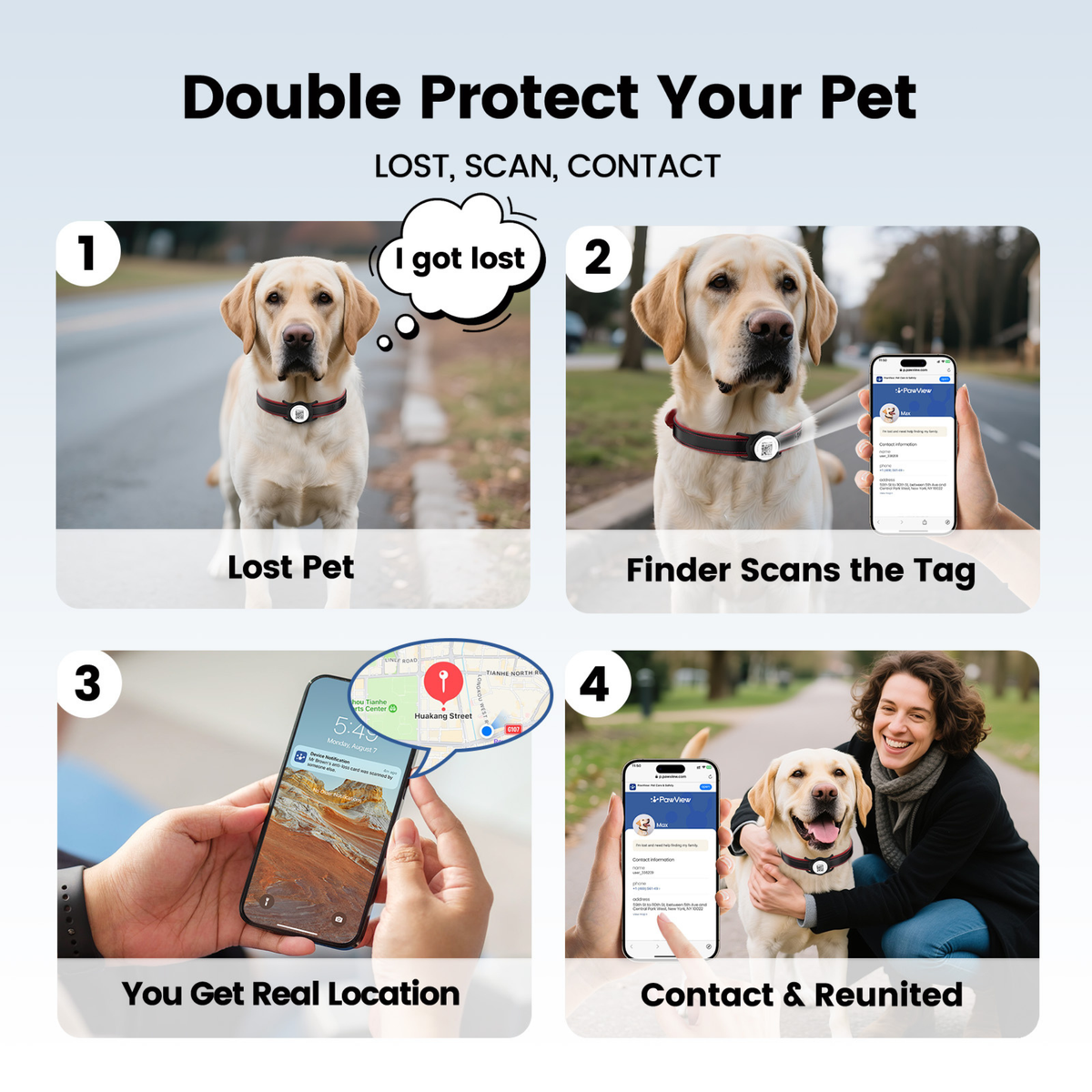 Slide-On Anti-Loss Smart Pet ID Tag - QR & AirTag Holder